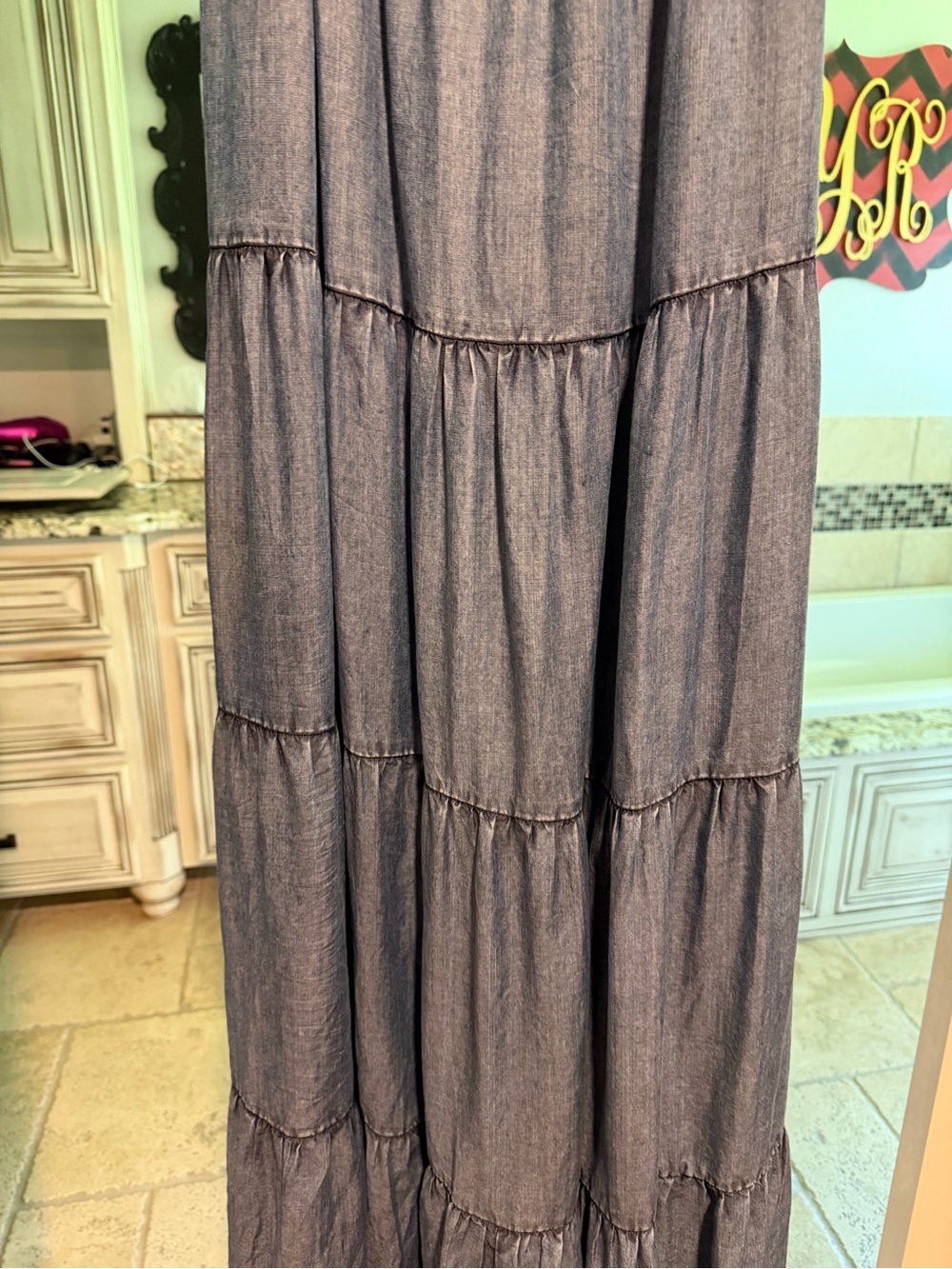 Z Supply Smocked Denim-Look Maxi Dress in Dusty Blue - Picture 2 of 4